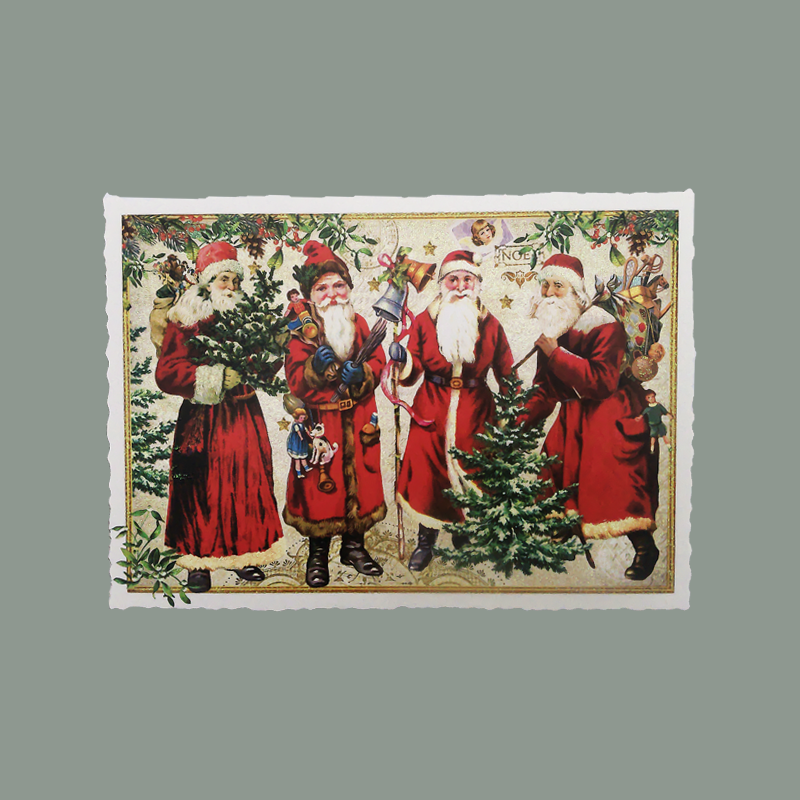 Glitzer-Postkarte 'Weihnachtsmänner'