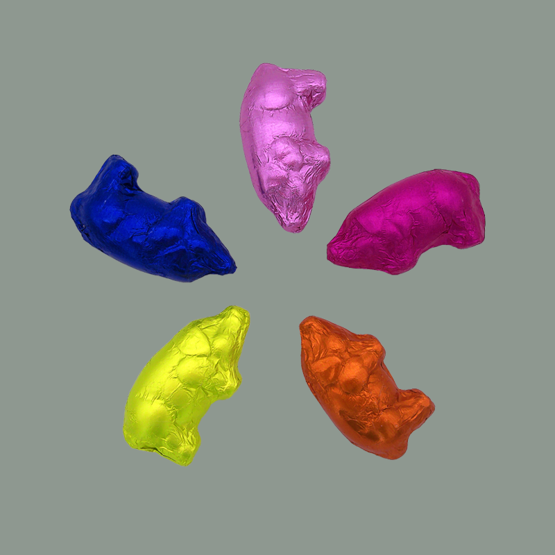 5 kleine Glücksschweine aus Vollmilchschokolade