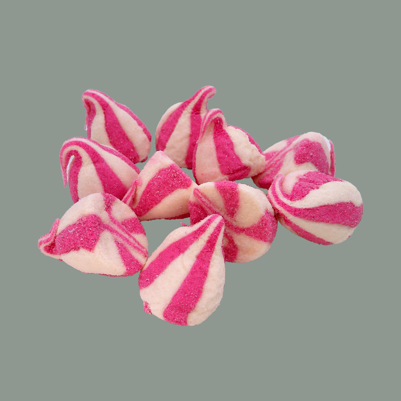 Marshmellow Speckbälle, pink gestreift