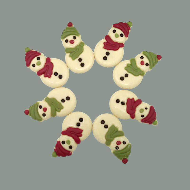 Schoko-Schneemänner mit Mütze und Schal