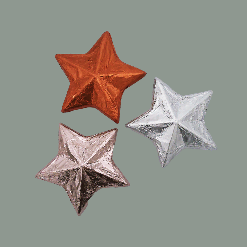 Vollmilch-Weihnachtssterne (50g, Farbe wählbar)