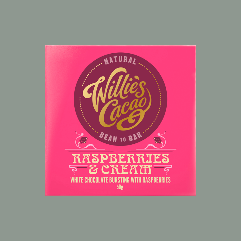 Weiße Schokolade mit Himbeeren von 'Willie's Cacao'