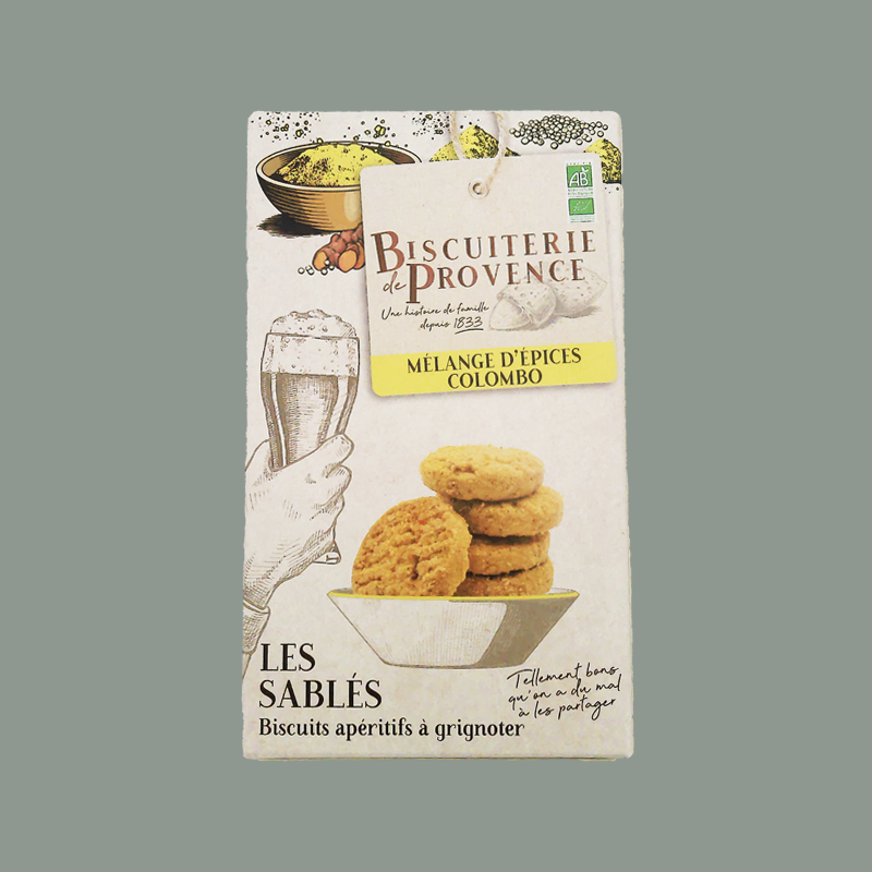 Bio-Gebäck mit Colombo-Gewürzen von 'Biscuiterie de Provence'