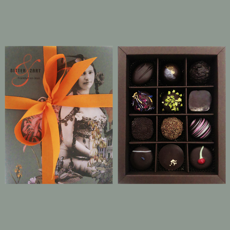 'Dark Times' 12er-Pralinenmischung (mit Alkohol)