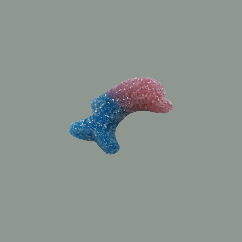 Gezuckerte Weingummi Delfine mit Bubblegum Geschmack