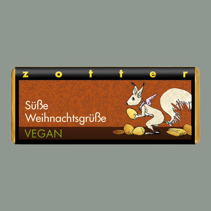 'Süße Weihnachtsgrüße' von Zotter (vegan)