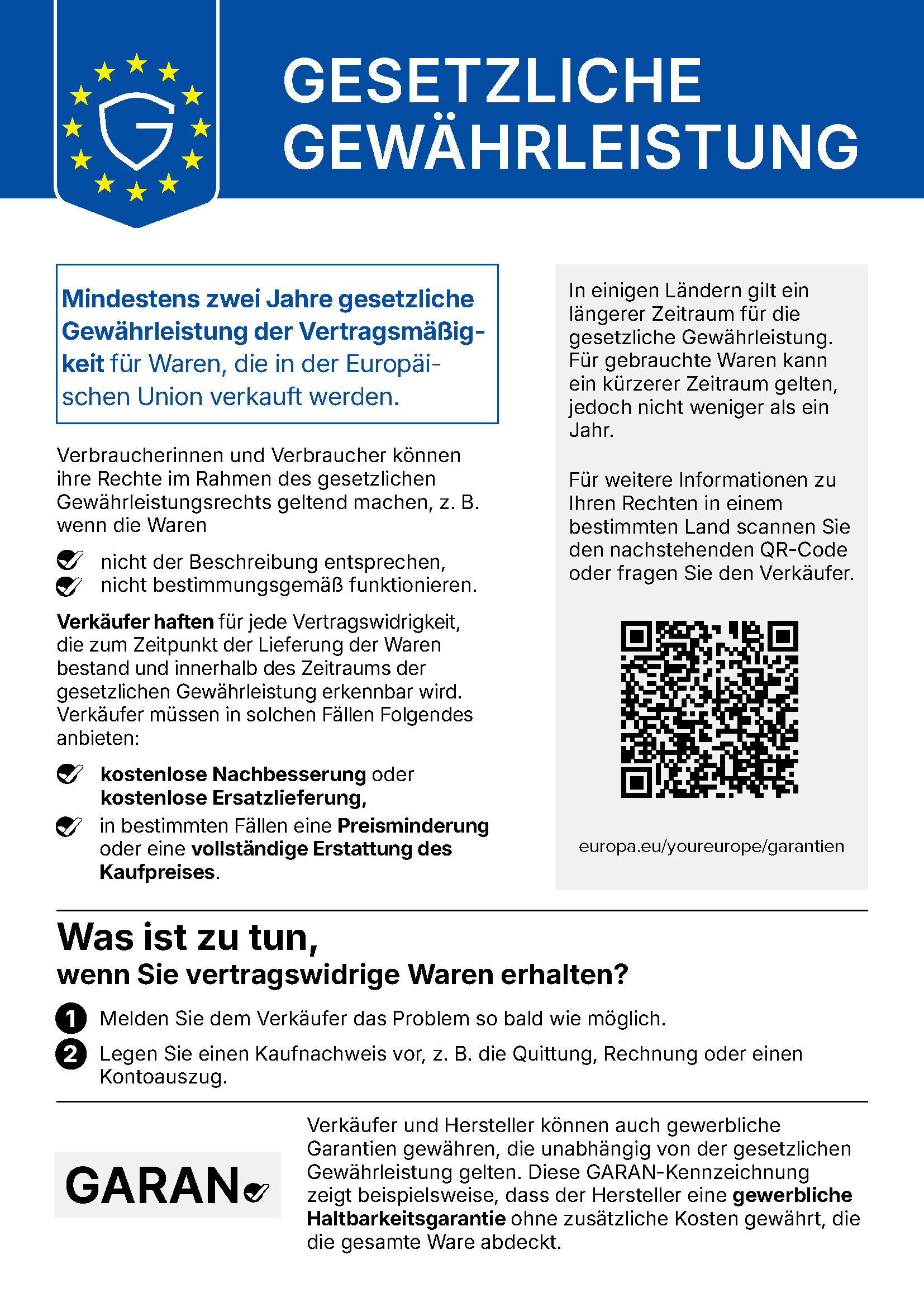 Mitteilung der Europäischen Union: Gesetzliche Gewährleistung