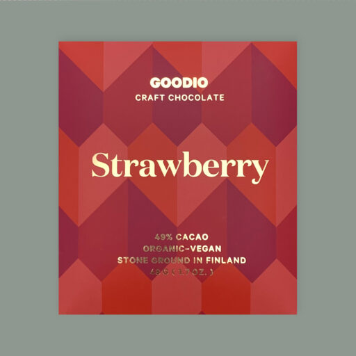 Goodio Tafelschokolade Strawberry. 49% Kakaoanteil. Glutenfree Vegan