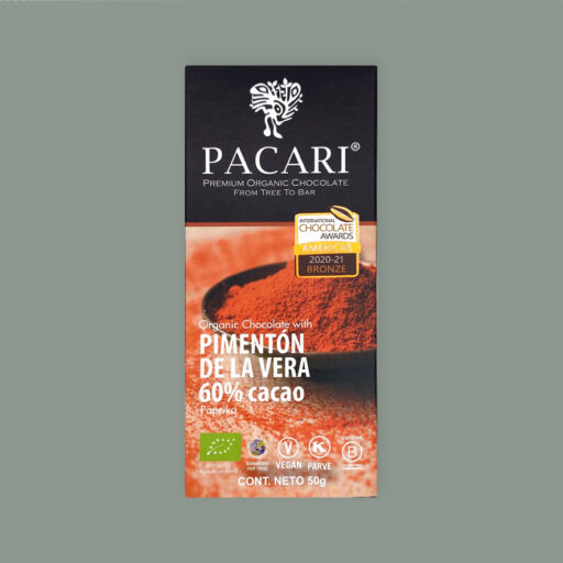Pacari Tafelschokolade Pimenten De La Vera 60% Cacao. Zartbitterschokolade